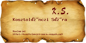 Kosztolánczi Sára névjegykártya