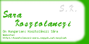 sara kosztolanczi business card